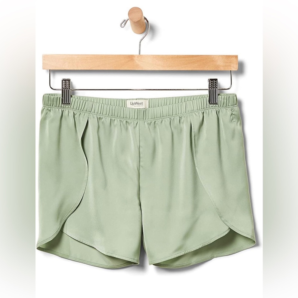 NWT UpWest womens Surplice Sleep Shorts Green Pajama Bottoms Size Medium